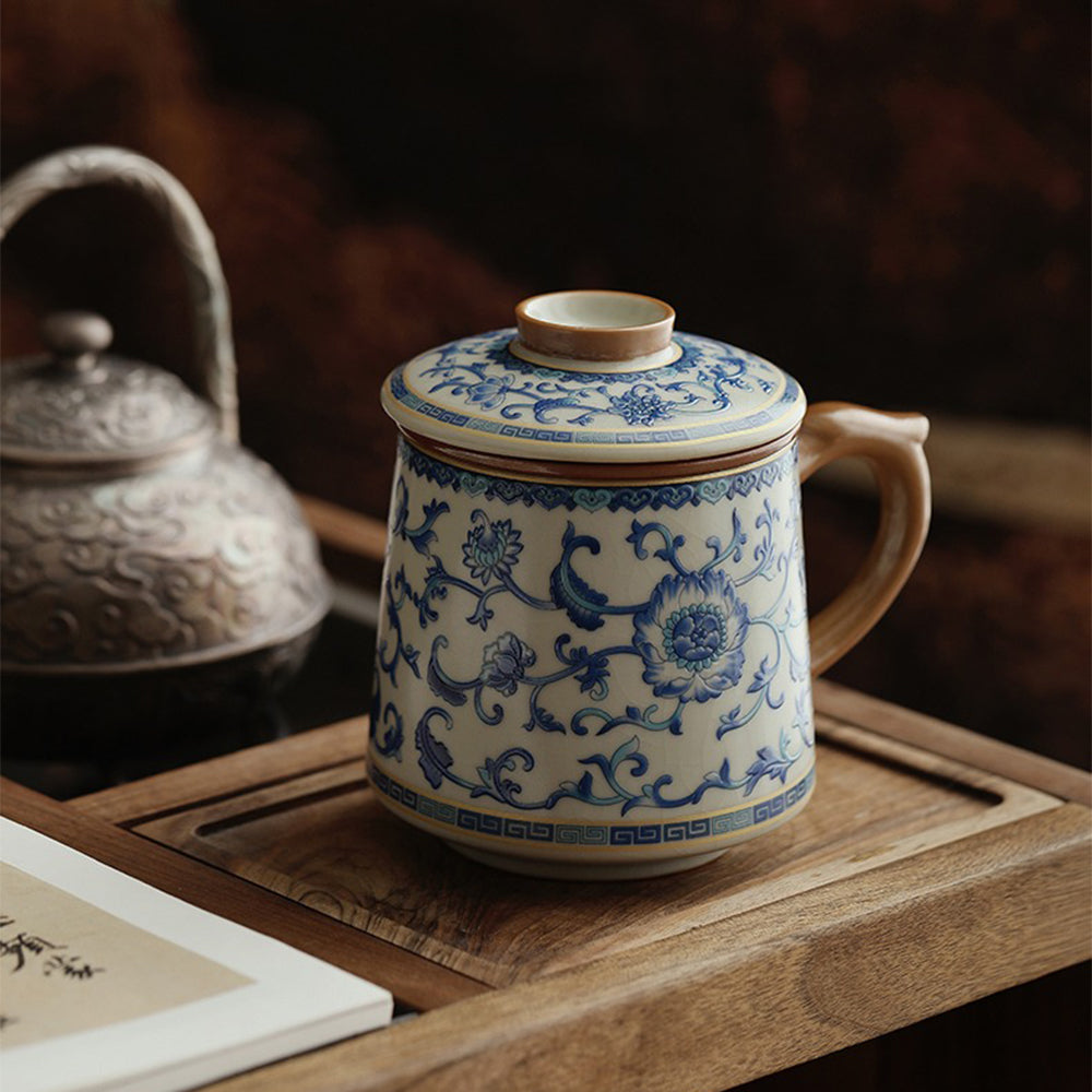 CelestiPour Elegant Ruyao Tea Cup – Timeless Blue & White Lotus Design for Serene Tea Moments