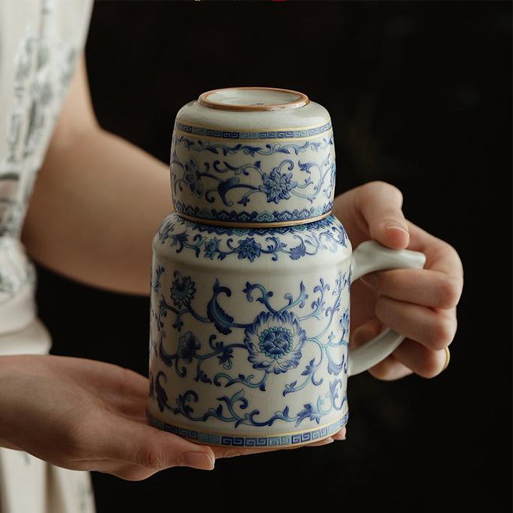 CelestiBrew Elegant Ruyao Tea Set – Artisan Glaze with Timeless Floral Charm