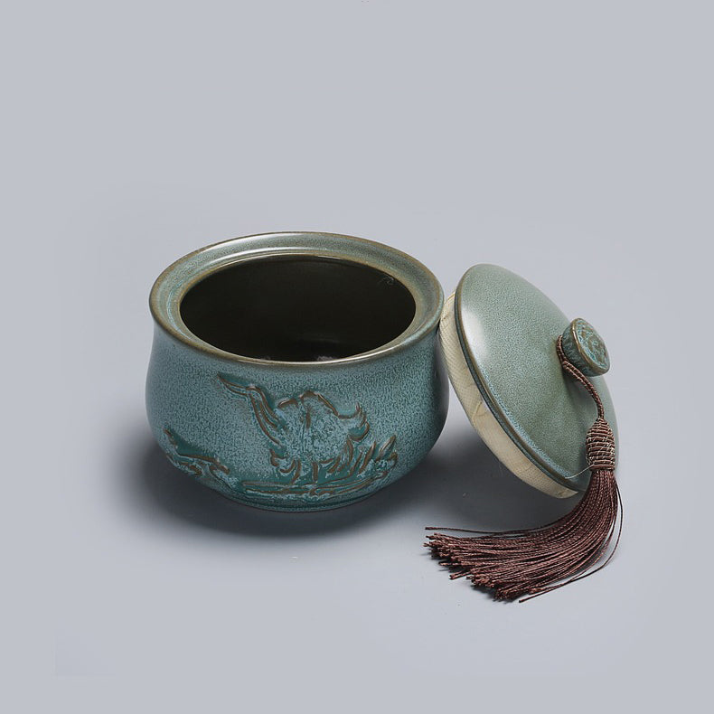 CeramiPure Elegant Tea Caddy – Coarse Pottery Jar for Preserving Aroma & Flavor