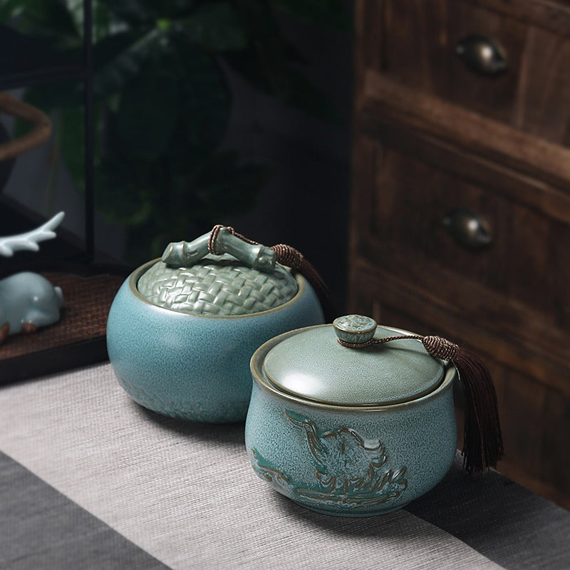 CeramiPure Elegant Tea Caddy – Coarse Pottery Jar for Preserving Aroma & Flavor