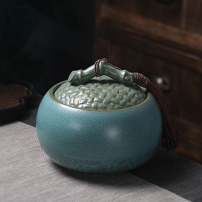 CeramiPure Elegant Tea Caddy – Coarse Pottery Jar for Preserving Aroma & Flavor