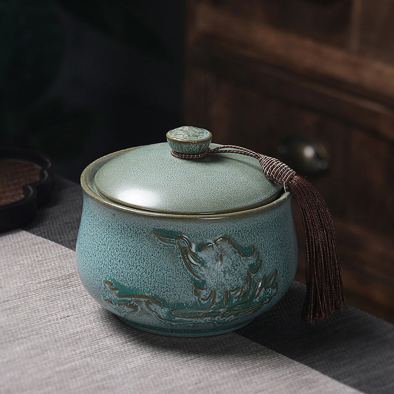 CeramiPure Elegant Tea Caddy – Coarse Pottery Jar for Preserving Aroma & Flavor