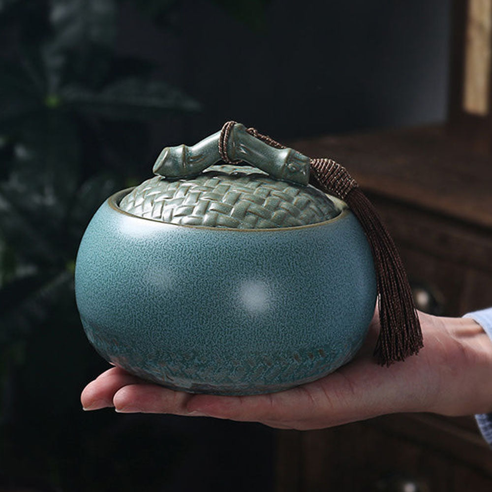 CeramiPure Elegant Tea Caddy – Coarse Pottery Jar for Preserving Aroma & Flavor