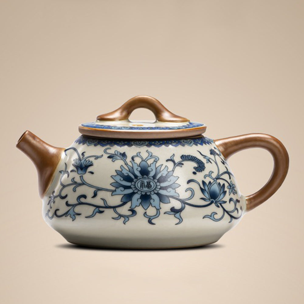CeramiBloom Elegant Ruyao Tea Set – Artisanal Glaze for a Timeless Tea Ritual
