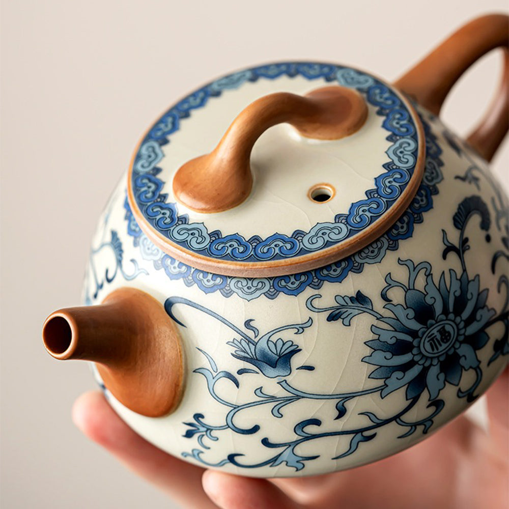 CeramiBloom Elegant Ruyao Tea Set – Artisanal Glaze for a Timeless Tea Ritual