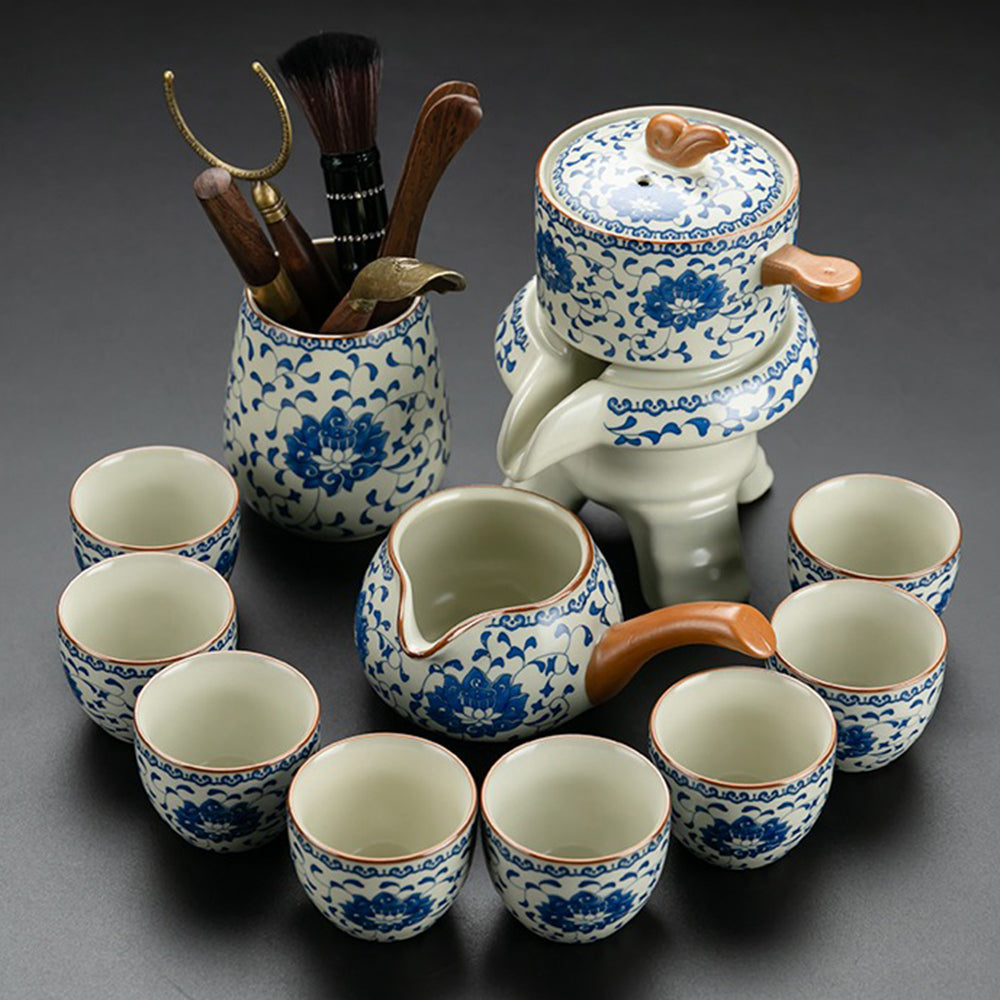 Celestique Aura Porcelain Tea Set – Elegant Automatic Brew Experience with Oriental Charm