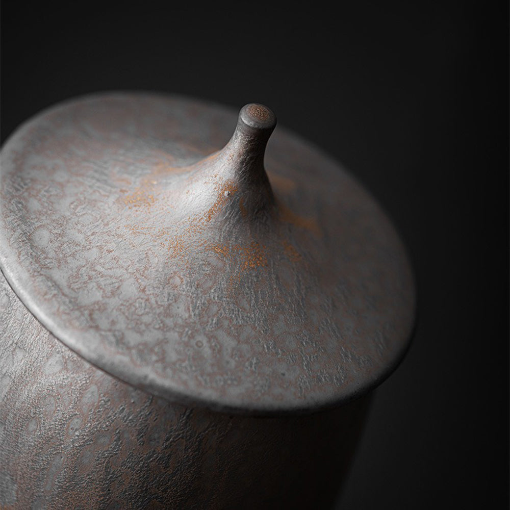 ClayNest Luxe Ceramic Tea Caddy – Textured Storage Jar for Rustic Elegance
