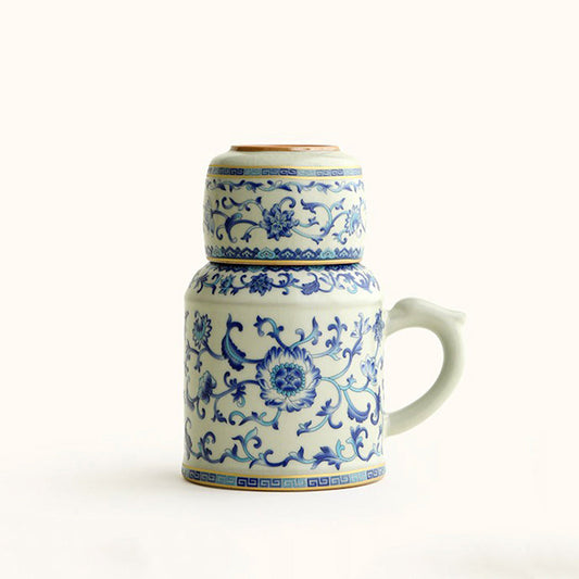 CelestiBrew Elegant Ruyao Tea Set – Artisan Glaze with Timeless Floral Charm