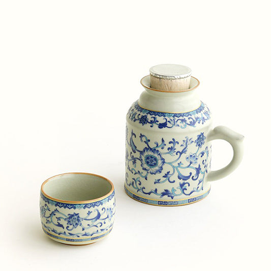 CelestiBrew Elegant Ruyao Tea Set – Artisan Glaze with Timeless Floral Charm