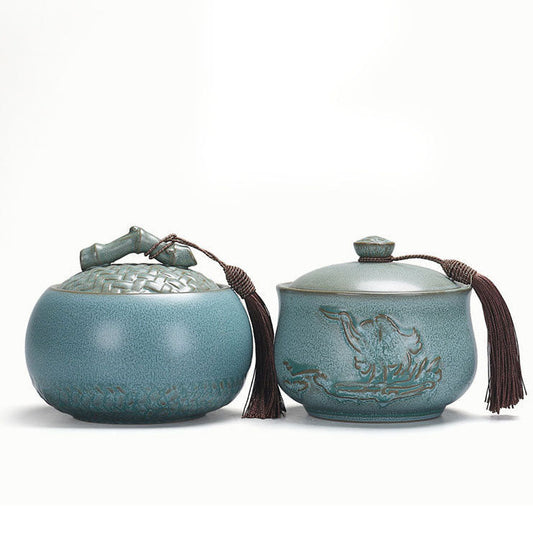 CeramiPure Elegant Tea Caddy – Coarse Pottery Jar for Preserving Aroma & Flavor