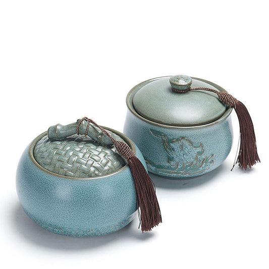 CeramiPure Elegant Tea Caddy – Coarse Pottery Jar for Preserving Aroma & Flavor