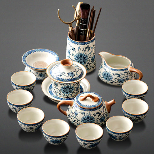 CeramiBloom Elegant Ruyao Tea Set – Artisanal Glaze for a Timeless Tea Ritual