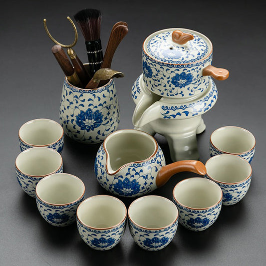 Celestique Aura Porcelain Tea Set – Elegant Automatic Brew Experience with Oriental Charm