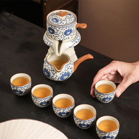 Celestique Aura Porcelain Tea Set – Elegant Automatic Brew Experience with Oriental Charm