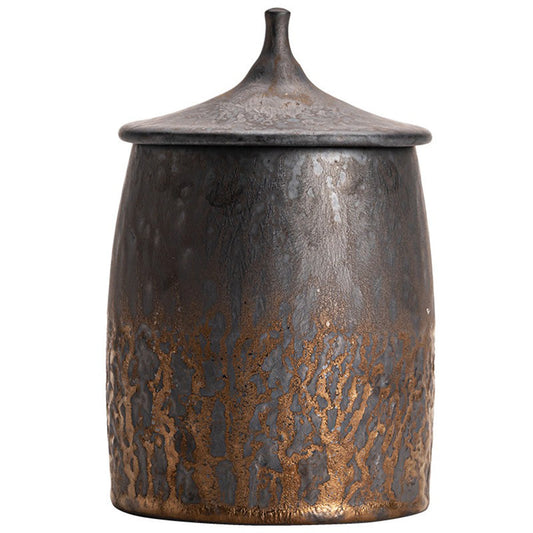 ClayNest Luxe Ceramic Tea Caddy – Textured Storage Jar for Rustic Elegance